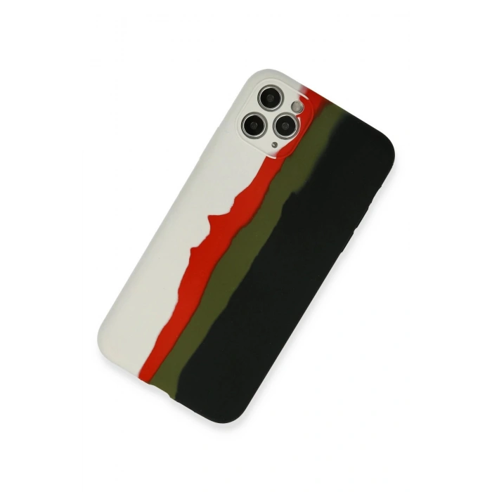 iPhone 11 Pro Kılıf Ebruli Lansman Silikon - Beyaz-Siyah