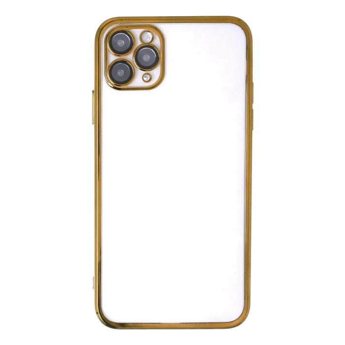 iPhone 11 Pro Kılıf Lensli Silikon - Gold