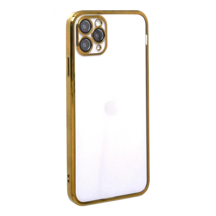 iPhone 11 Pro Kılıf Lensli Silikon - Gold
