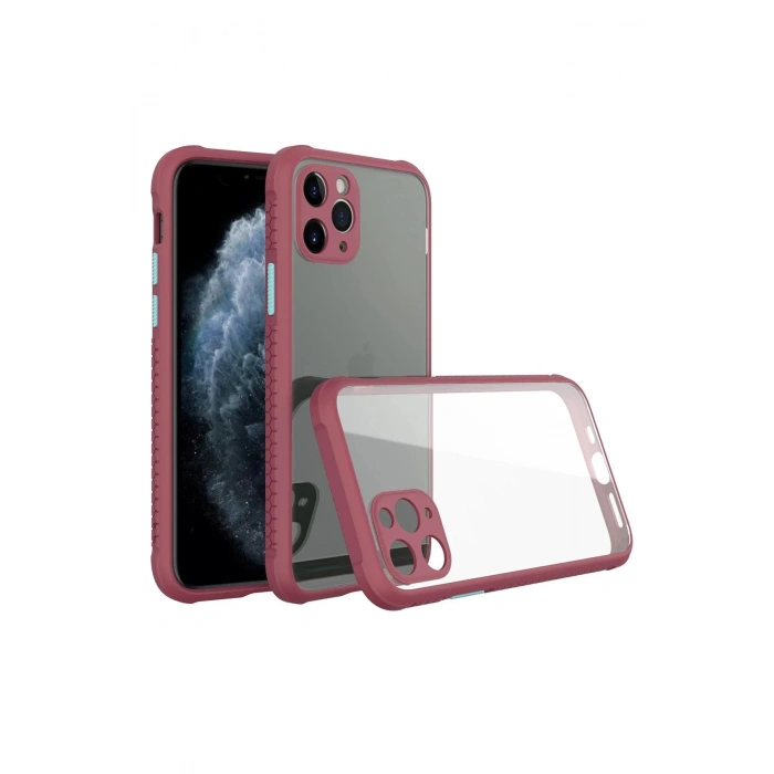 iPhone 11 Pro Kılıf Miami Şeffaf Silikon - Fuşya