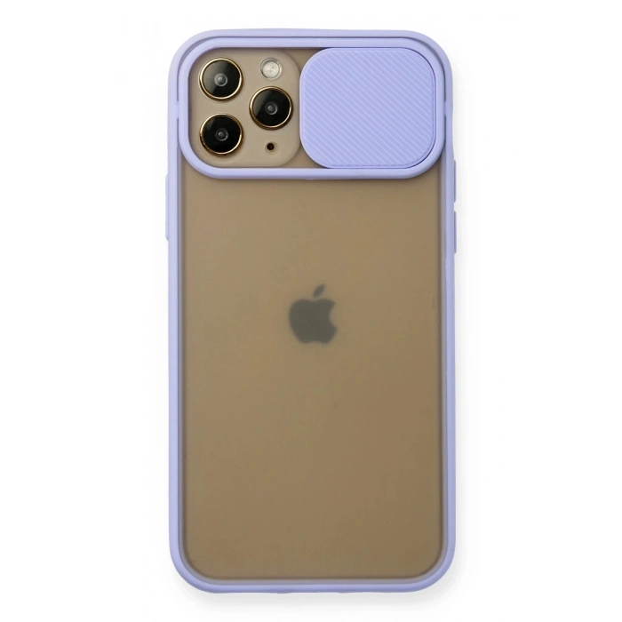 iPhone 11 Pro Kılıf Palm Buzlu Kamera Sürgülü Silikon - Lila
