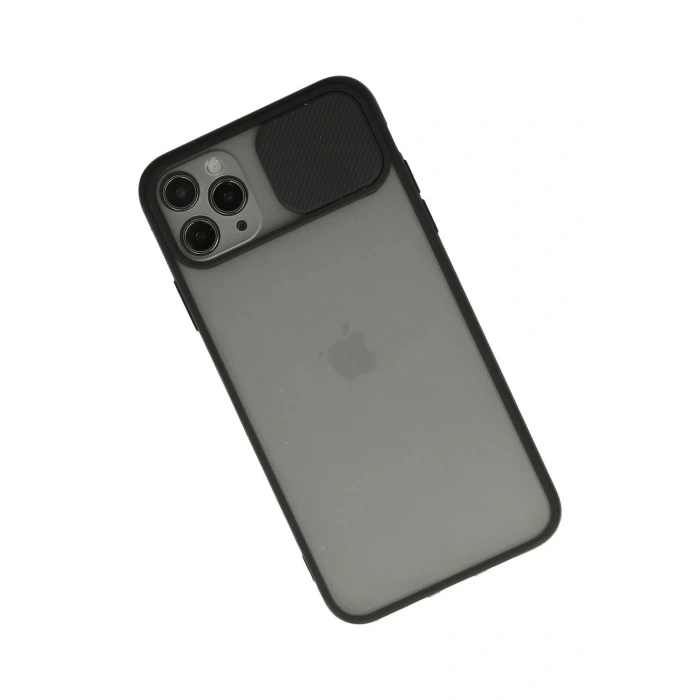 iPhone 11 Pro Kılıf Palm Buzlu Kamera Sürgülü Silikon - Siyah