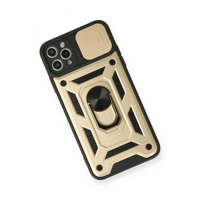 iPhone 11 Pro Kılıf Pars Lens Yüzüklü Silikon - Gold