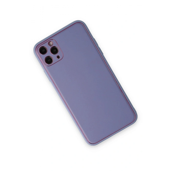 iPhone 11 Pro Max Kılıf Coco Deri Silikon Kapak - Açık Lila