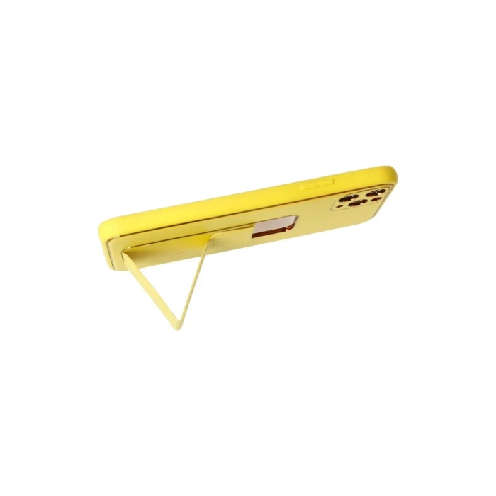 iPhone 11 Pro Max Kılıf Coco Deri Standlı Kapak - Sarı