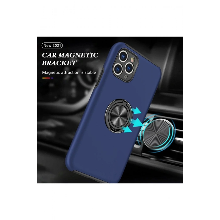 iPhone 11 Pro Max Kılıf Elit Yüzüklü Kapak - Lacivert