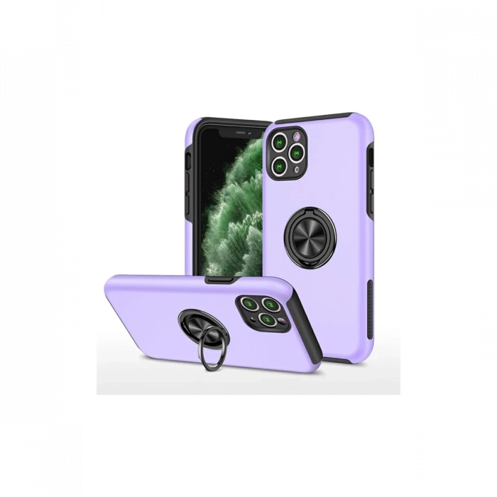 iPhone 11 Pro Max Kılıf Elit Yüzüklü Kapak - Mor