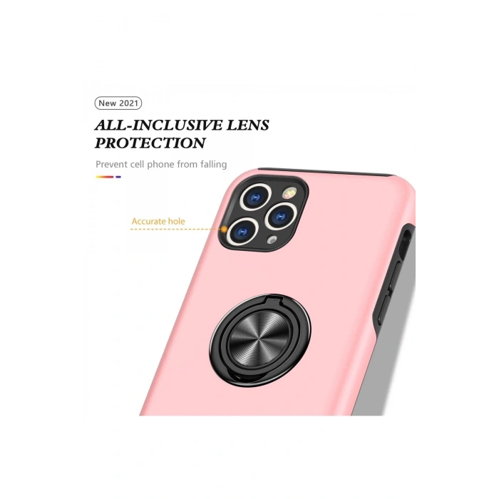 iPhone 11 Pro Max Kılıf Elit Yüzüklü Kapak - Pembe
