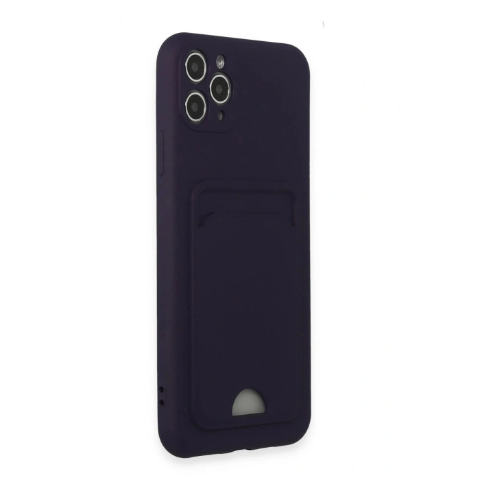 iPhone 11 Pro Max Kılıf Kelvin Kartvizitli Silikon - Derin Mor