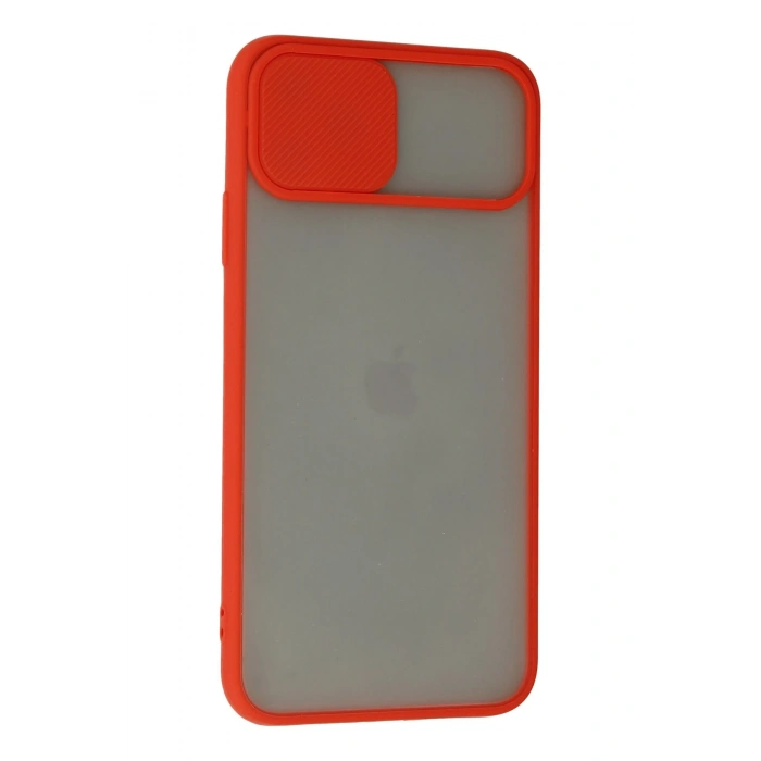 iPhone 11 Pro Max Kılıf Palm Buzlu Kamera Sürgülü Silikon - Kırmızı