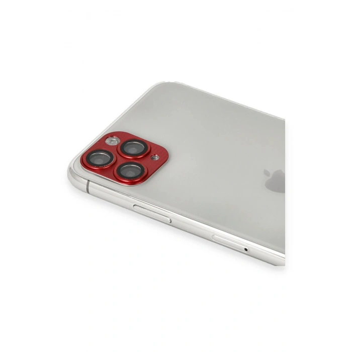 iPhone 11 Pro Max Pers Alüminyum Kamera Lens - Kırmızı