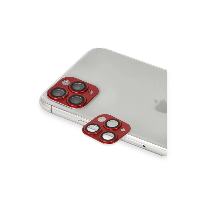 iPhone 11 Pro Max Pers Alüminyum Kamera Lens - Kırmızı