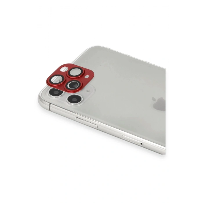 iPhone 11 Pro Max Pers Alüminyum Kamera Lens - Kırmızı