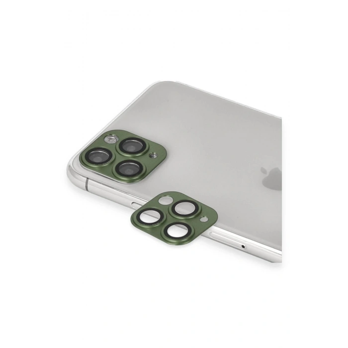 iPhone 11 Pro Max Pers Alüminyum Kamera Lens - Yeşil