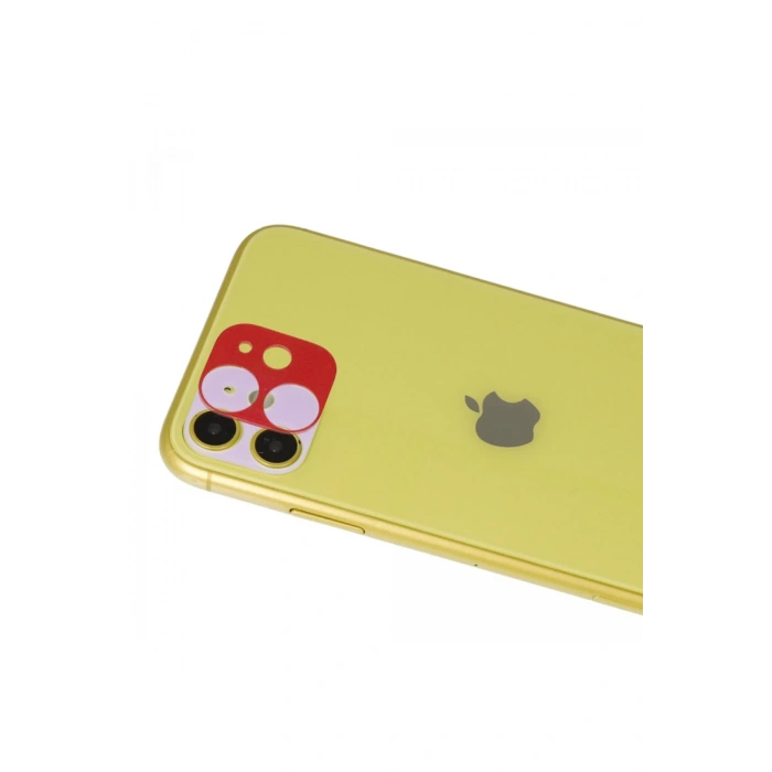 iPhone 11 Rainbow Kamera Lens Koruma Cam - Kırmızı