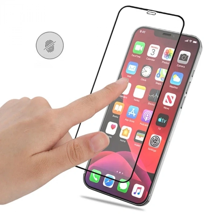 İphone 12/ 12 Pro 6.1 Full Glue Tempered Cam Ekran Koruyucu Full Kaplama