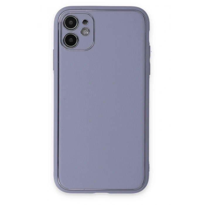 iPhone 12 Kılıf Coco Deri Silikon Kapak - Açık Lila