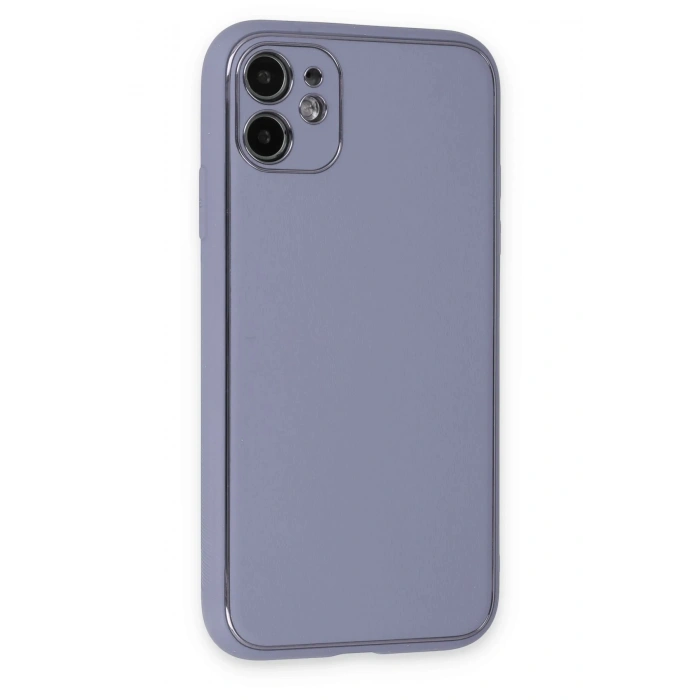 iPhone 12 Kılıf Coco Deri Silikon Kapak - Açık Lila