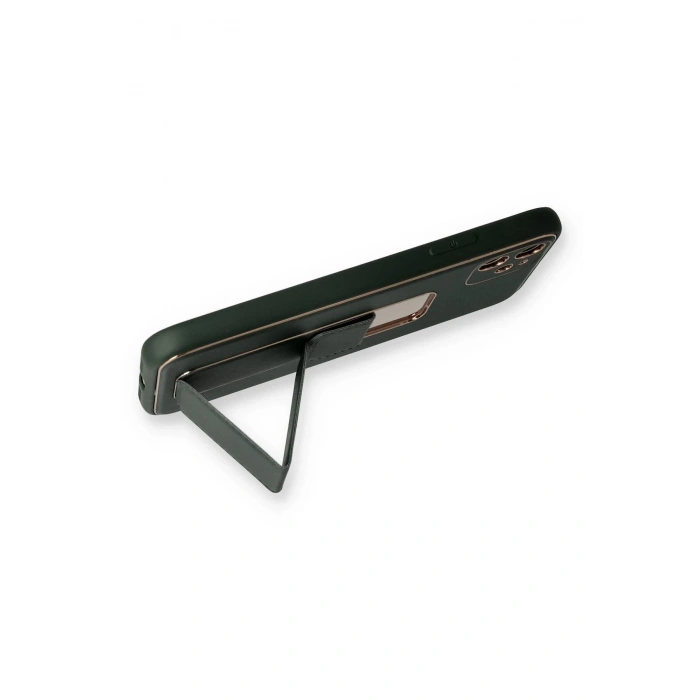 iPhone 12 Kılıf Coco Deri Standlı Kapak - Füme