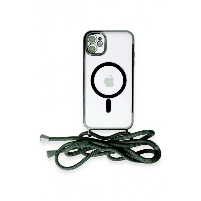 iPhone 12 Kılıf Divo Lazer Askılı Magsafe Kapak - Koyu Yeşil