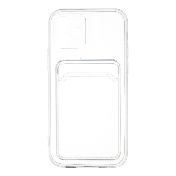 iPhone 12 Kılıf Kart Şeffaf Silikon - Şeffaf