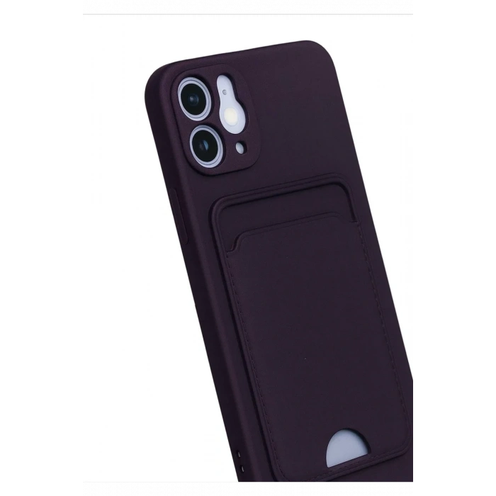 iPhone 12 Kılıf Kelvin Kartvizitli Silikon - Derin Mor