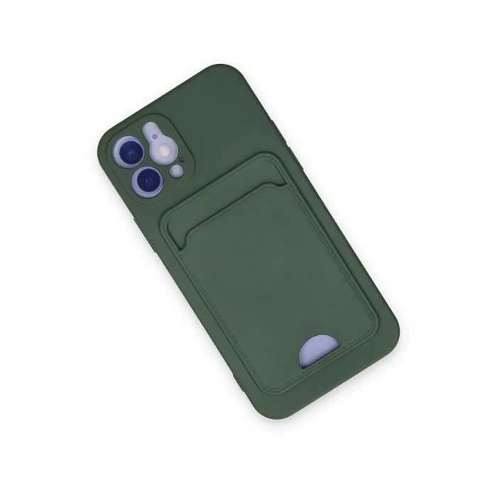 iPhone 12 Kılıf Kelvin Kartvizitli Silikon - Koyu Yeşil