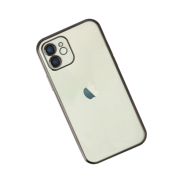 iPhone 12 Kılıf Lensli Silikon - Siyah