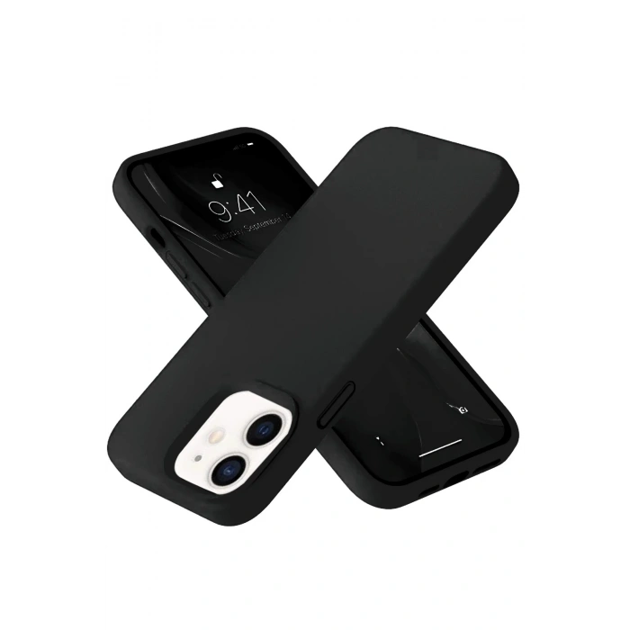 iPhone 12 Kılıf Nano içi Kadife Silikon- Siyah