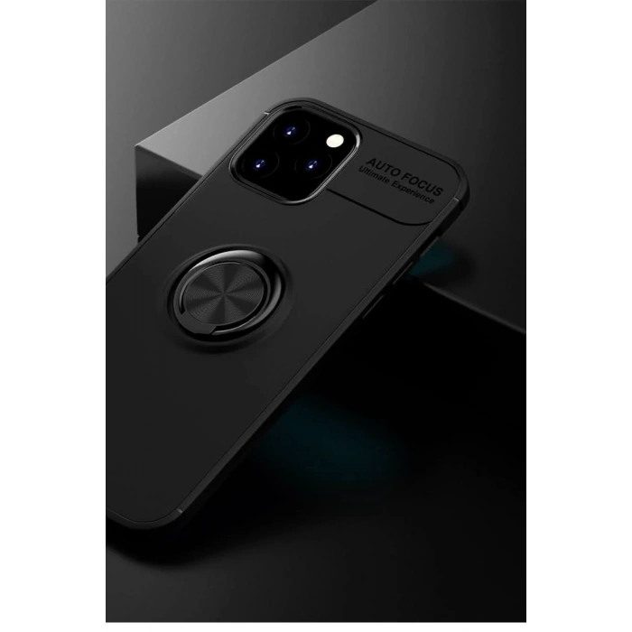 iPhone 12 Kılıf Range Yüzüklü Silikon - Siyah