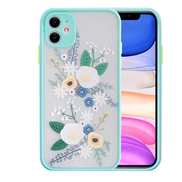 İphone 12 Mini 5.4inç Kamera Korumalı Çiçek Desenli Silikon Kılıf
