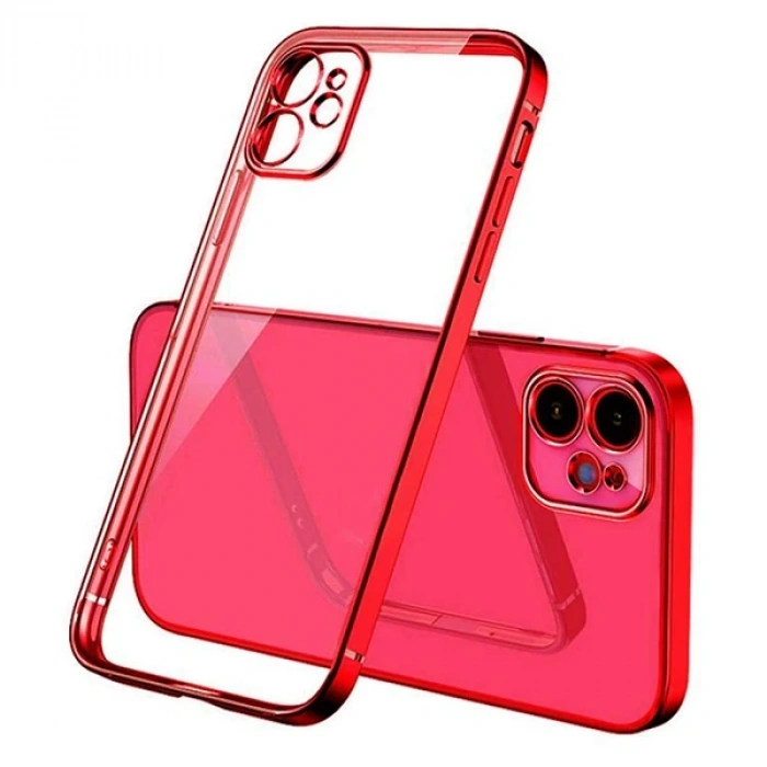 İphone 12 Mini 5.4inç Renkli Kenar Şeffaf Kılıf Kamera Korumalı Kılıf