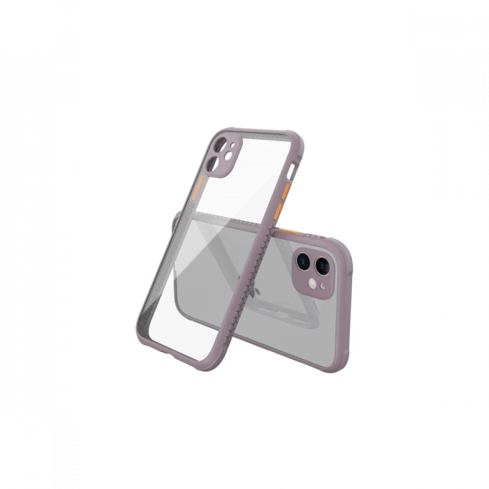 iPhone 12 Mini Kılıf Miami Şeffaf Silikon - Açık Mor