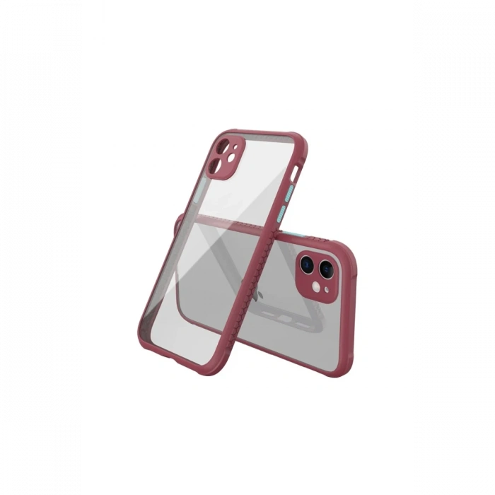 iPhone 12 Mini Kılıf Miami Şeffaf Silikon - Fuşya