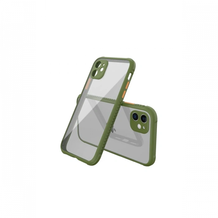 iPhone 12 Mini Kılıf Miami Şeffaf Silikon - Koyu Yeşil