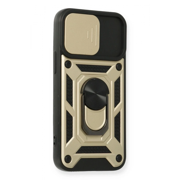 iPhone 12 Mini Kılıf Pars Lens Yüzüklü Silikon - Gold