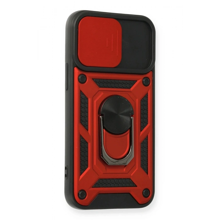 iPhone 12 Mini Kılıf Pars Lens Yüzüklü Silikon - Kırmızı