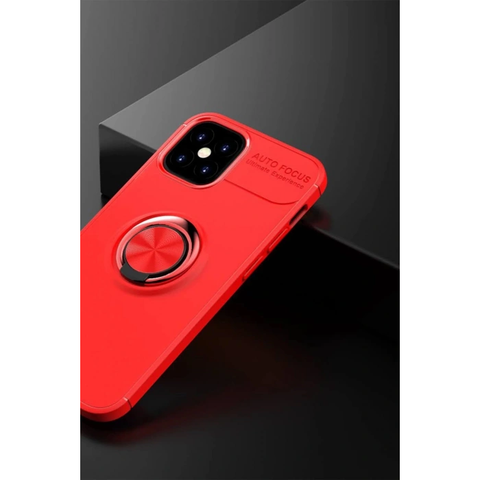 iPhone 12 Mini Kılıf Range Yüzüklü Silikon - Kırmızı