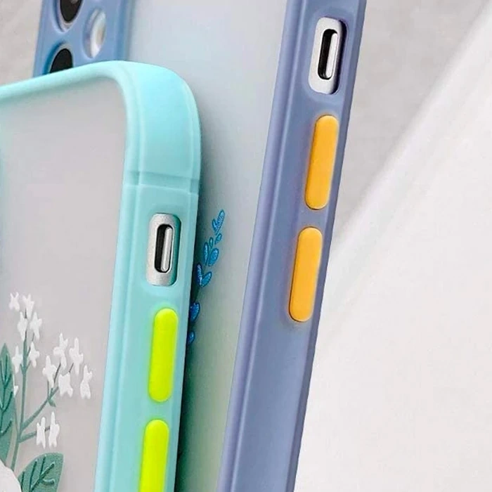 İphone 12 Pro 6.1inç Kamera Korumalı Çiçek Desenli Silikon Kılıf-(5775)