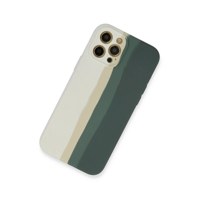 iPhone 12 Pro Kılıf Ebruli Lansman Silikon - Beyaz-Gri