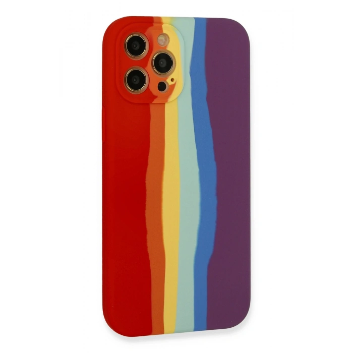 iPhone 12 Pro Kılıf Ebruli Lansman Silikon - Kırmızı-Mor