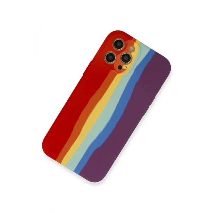 iPhone 12 Pro Kılıf Ebruli Lansman Silikon - Kırmızı-Mor