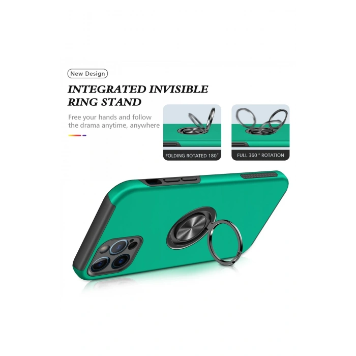iPhone 12 Pro Kılıf Elit Yüzüklü Kapak - Yeşil