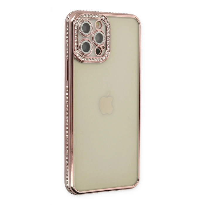 iPhone 12 Pro Kılıf Joke Taşlı Silikon - Pembe