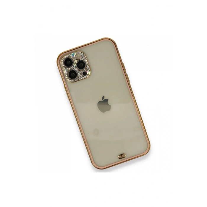iPhone 12 Pro Kılıf Liva Taşlı Silikon - Pembe