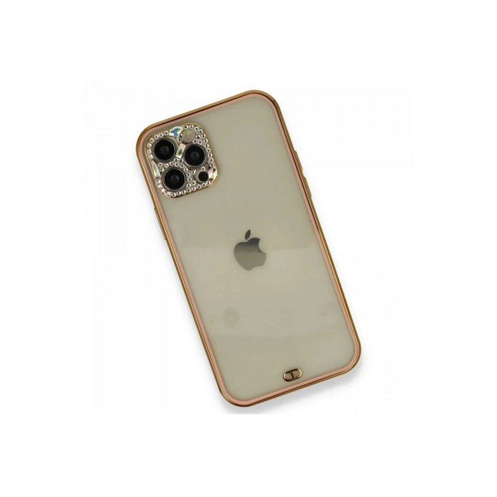 iPhone 12 Pro Kılıf Liva Taşlı Silikon - Pembe