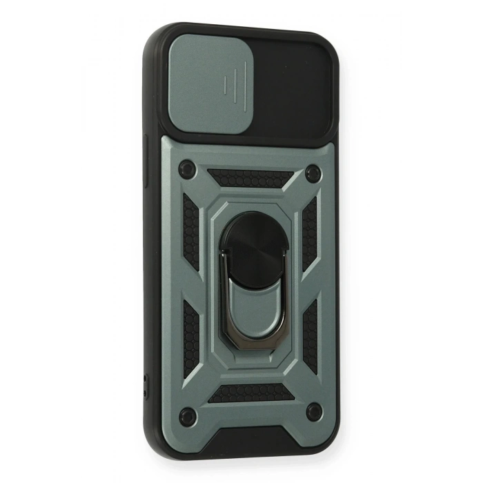 iPhone 12 Pro Kılıf Pars Lens Yüzüklü Silikon - Yeşil