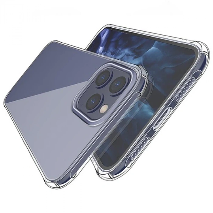İphone 12 Pro Max 6.7 Anti-drop Silikon Kılıf Shockproof Şeffaf  Kılıf-(5775)