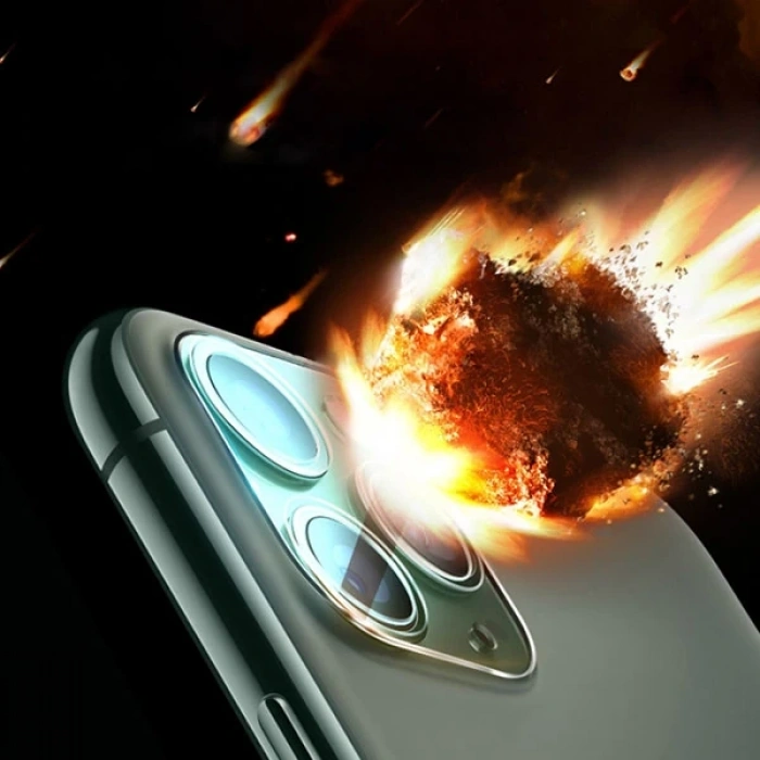 İphone 12 Pro Max 6.7  Full Tempered Kamera Koruyucu Kırılmaz Cam-(5775)