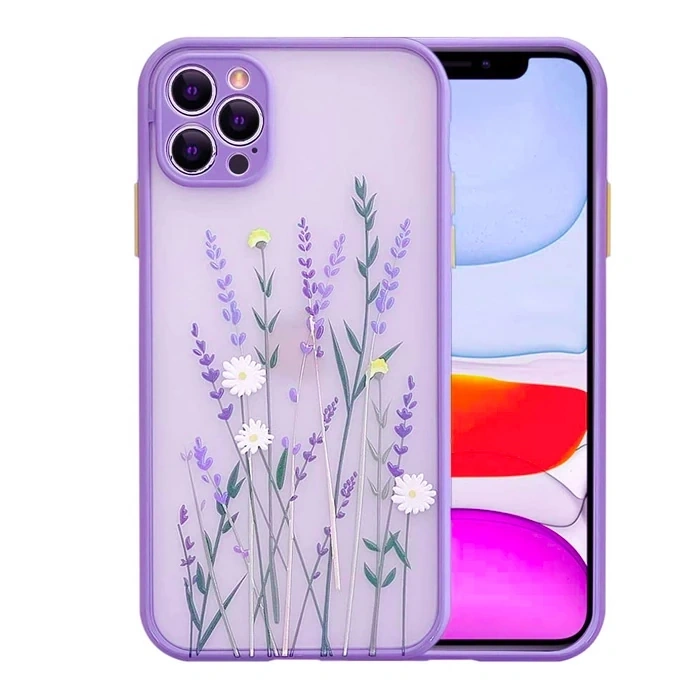 İphone 12 Pro Max 6.7inç Kamera Korumalı Çiçek Desenli Silikon Kılıf